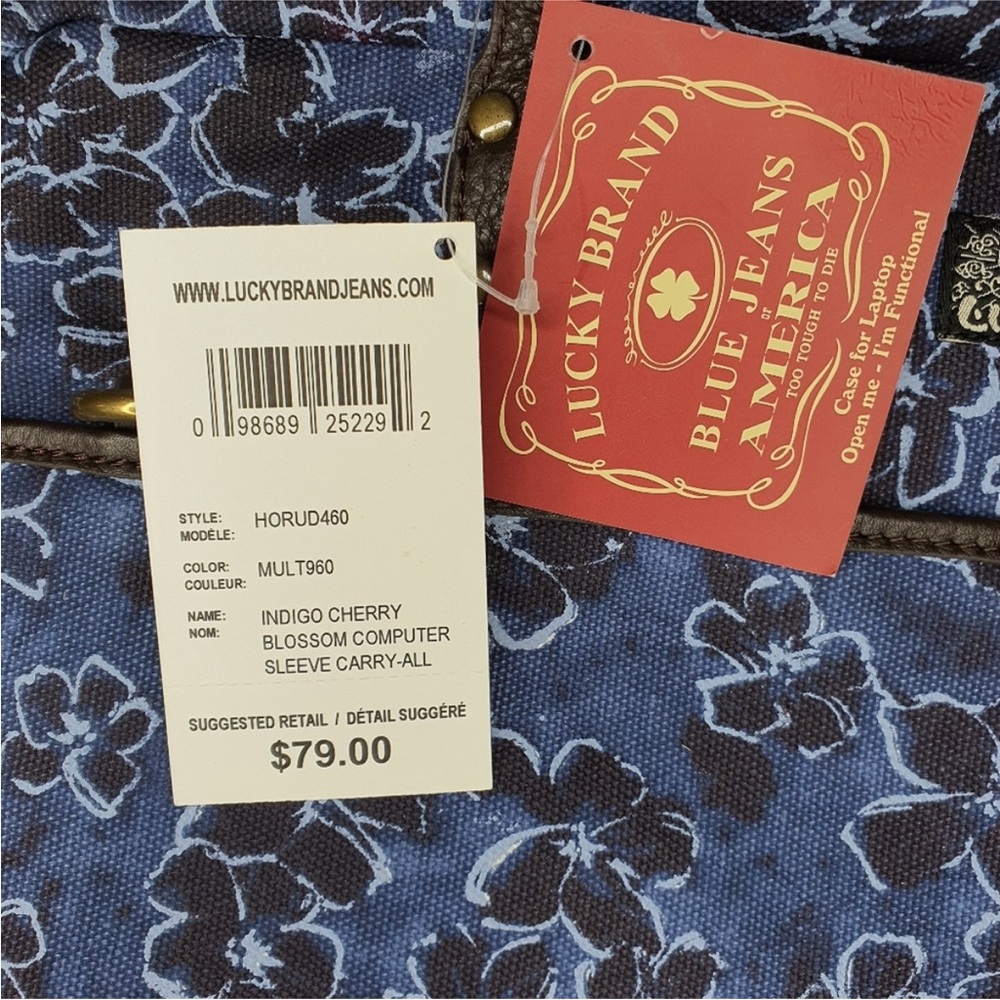 Lucky Brand Laptop Case Sleeve Indigo Cherry Blossom